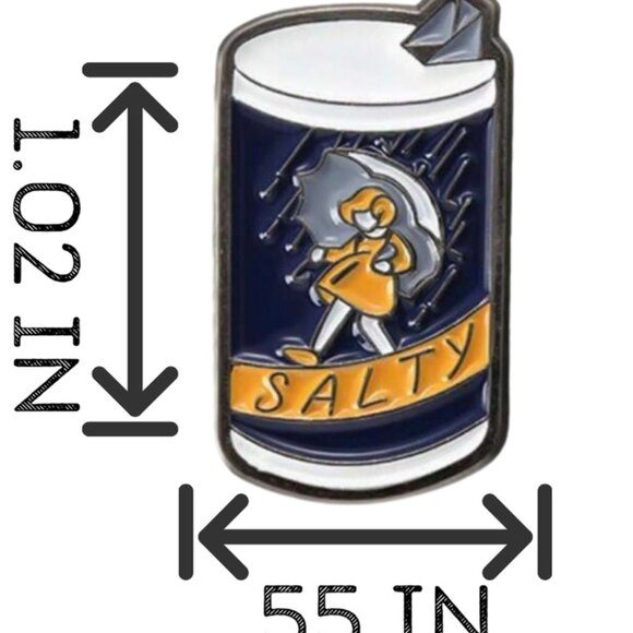 Salty Enamel Pin | Classic Salt Girl Parody Pin | Retro Collectible Pin - Picture 2 of 4